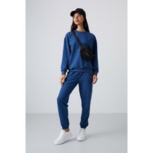 Tommy Life Parlament Basic Pamuklu O Yaka Oversize Lastik Paça Kadın Eşofman Takım - 95287