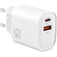 Nemere USB Type-C Çift Çıkışlı Hızlı Şarj Adaptörü 45W Beyaz ND1013