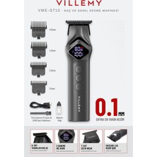 Villemy VME-S710 Profesyonel Saç Kesme, Sakal ve Ense Tıraş Makinesi Sıfıra En Yakın Kesim 0.1 mm T-Cut LED