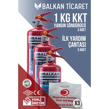 Balkan Ticaret Ruhsata Uygun Yangın Tüpü 1kg 3 Adet Ilkyardım Seti Ruhsata Uygun 4 Yıllık Tse Hyb Ce Belgeli