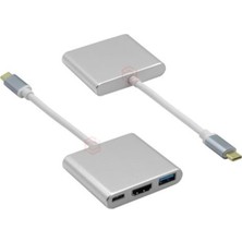 Nusrat Bilişim Frisby FA-7656TC Type-C - HDMI + USB 3.0 Adaptör + Pd Şarj