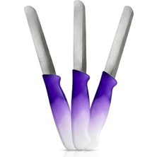 Makri Home 3'lü Tırtıklı Meyve ve Kahvaltı Bıçağı Seti Mor-Beyaz Saplı 21 cm