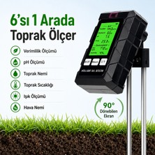 Mdstech St-03 6’sı 1 Arada Dijital Toprak Ölçer, Ph Nem Verimlilik Sıcaklık Işık ve Ortam Nemi Test Cihazı