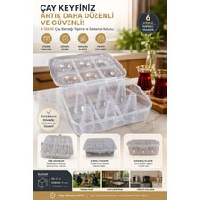 Makri Home 6 Gözlü Plastik Çay Bardağı Taşıma ve Saklama Kutusu, 21 x 15 x 10 Cm.
