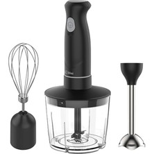1001 KC-8219H Güçlü 500W Siyah El Blender Seti – Parçalama ve Çırpma Deneyimi, Paslanmaz Çelik B
