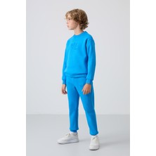 Tommy Life Saks Pamuklu Kalın İçi Tüylü Yumuşak Dokulu Standart Fit Baskılı Erkek Çocuk Eşofman Takım - 11253