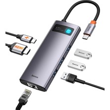1001 Gleam 6 In 1, Çok Fonksiyonlu Bilgisayar/telefon Hub Adaptörü, Gri, Bağlantı Sayısı: 6, Giri�