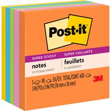 1001 Sticky Notes, 3 x 3, Beş Jewel Pop Colors, 5 90-Sheet Ped/paket