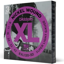 1001 EXL120-3D (3 Set) Elektro Gitar Tel Seti, Xl, 9-42, Nıckel W