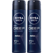 1001 Sprey Deodorant Deep Dimension Darkwood 150ML, 72 Saat Anti-Perspirant Koruma, Maskülen Koku (2 Pak