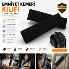 Beneficio 2'li Emniyet Kemeri Kılıfı Yumuşak Kumaş Konfor Pedi Omuz Boyun Koruyucu Cırt Cırtlı Evrensel Siyah