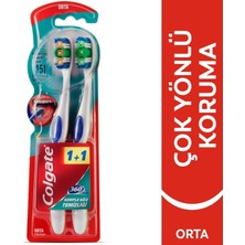 1001 360 Komple Ağız Temizliği Çok Yönlü Koruma Orta Diş Fırçası 1+1