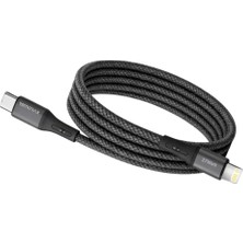 1001 C-Lightning Örgülü Şarj Kablosu, 27WATT Pd Hızlı Şarj, Siyah, 1metre, Remorax Wahoo (1AD x 1m