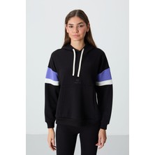Tommy Life Siyah Kompakt Pamuklu Kalın Pürüzsüz Dokulu Kapüşonlu Oversize Fit Kadın Sweatshirt - 97290