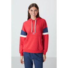 Tommy Life Fiesta Kompakt Pamuklu Kalın Pürüzsüz Dokulu Kapüşonlu Oversize Fit Kadın Sweatshirt - 97290