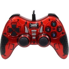 1001 USB-1245 Pc Gamepad Bilgisayar Oyun Kolu - Kırmızı