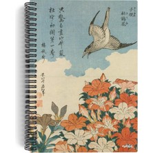 1001 Hokusai/cuckoo And AZALEAS,1834 | Spiralli Defter 06 | A5 | Çizgisiz | 100 Sayfa |sanat