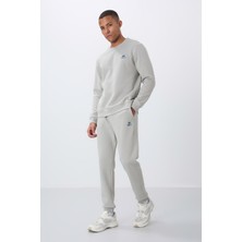 Tommy Life Taş Pamuklu Kalın İçi Tüylü Yumuşak Dokulu Comfort Fit Nakışlı Erkek Eşofman Takım -85265