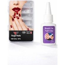 1001 100 Adet Abs Takma Tırnak Ucu Seti, 10 G Fırçalı Tırnak Yapıştırıcısı, Doğal Şeffaf, Da
