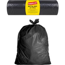 1001 Çöp Torbası Battal Siyah 10 Adet 72 x 95 Cm, Kalın & Yırtılmaz, Sızdırmaz, Çift Katlı, Ger