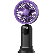 1001 AUFN19 5 Kademeli Güçlü El Fanı Mini Fan – Şarjlı Taşınabilir Mini Vantilatör, Dijital Ek