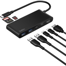 1001 Usb-C Hub, 7 Portlu, 60 Hz’de 4K HDMI Ekran Desteği, Sd ve Microsd Yuvaları, 100W Güç Iletimi