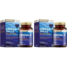 1001 Vitals Omega-3 2000 Mg Epa + Dha Balık Yağı Içeren Takviye Edici Gıda (1 x 60 Kapsül) (2 Paket