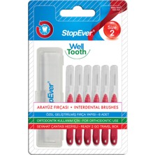 1001 Well Tooth Arayüz Fırçası, Kırmızı - Size 2 | 0.5 mm Ince Telli Diş Arası Fırçası, Taş