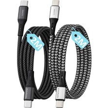 1001 2 Adet x 2metre Type C-C Örgülü Kablo Seti, Remorax Wahoo, 60WATT Pd Hızlı Şarj, iPhone 15/16/