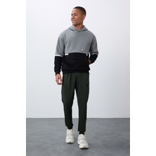 Tommy Life Gri Melanj Pamuklu Kalın İçi Tüylü Yumuşak Dokulu Comfort Fit Nakışlı Erkek Sweatshirt - 88417