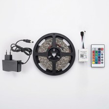 1001 5 Metre Rgb Şerit LED Tak Çalıştır Hazır Set, 2835 Çipli, IP20 Silikonsuz, Adaptör ve Kumand
