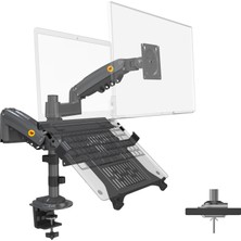 1001 H180-FP Çift Kol Amortisörlü 17"-27" Monitör Tutucu ve 10"-17" Laptop Standı