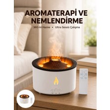 Alev Efektli Aromaterapi Difüzörü – 360 ml Su Hazneli Sessiz ve Zaman Ayarlı Yeni Nesil
