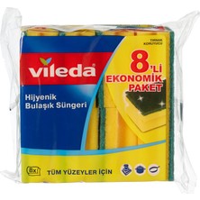 1001 141127 Oluklu Bulaşık Süngeri, Yeşil, 8 Parça