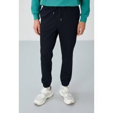 Air Jones Lacivert Yüzeyi Dokulu Standart Fit Erkek Eşofman Alt - 82156