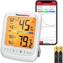 1001 TP359 Bluetooth Akıllı Iç Mekan Termometre, Telefon Uygulama Kontrollü Isı ve Nem Ölçer, Ge�