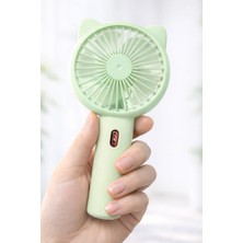 1001 3 Modlu Şarjlı El Fanı 3 Kademe Seyahat Masaüstü Vantilatör Taşınabilir Mini Fan F136 (Yeşi