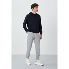 Air Jones Gri Melanj Yüzeyi Dokulu Standart Fit Erkek Eşofman Alt - 82156