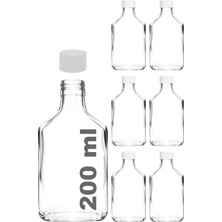 1001 200 ml Yassı Şeffaf Cold Brew Şişesi Kapaklı 200 cc Soğuk Kahve Cam Şişe 6 Adet (6, Beyaz (P