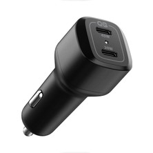 1001 65W Usb-C 2 Port Araç Içi Hızlı Şarj Aleti Pps Desteği Akım Korumalı Güç Adaptörü Çakma