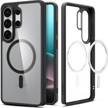1001 Galaxy S26 Ultra ile Uyumlu Magnet Kılıf Ultra Hybrid Mag Fit Sararmaya Dayanıklı Siyah Şeffaf