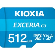1001 Excerıa G3 512GB Microsdxc Hafıza Kartı, Uhs-I U3 V30 A2, 160MB/S’YE Kadar Okuma Hızı, 4K Vide