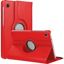 1001 Galaxy Tab A9 X110/GALAXY Tab A11 Yatay ve Dikey Standlı 360 Derece Döner Tablet Kılıfı Kırmı