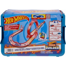 1001 Wheels Track Builder Alev Temalı Akrobasi Seti ve 1 Adet Araba, Birleştirilebilir Oyuncak Saklama