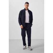 Tommy Life Lacivert Yüzeyi Dokulu Rahat Form Erkek Eşofman Takım - 85273