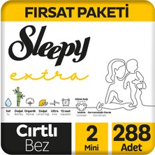 1001 Extra Günlük Aktivite Fırsat Paketi Bebek Bezi 2 Numara Mini 288 Adet