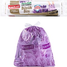 1001 Lavanta Kokulu Büyük Boy Büzgülü Çöp Poşeti 10'lu 65X70 Cm, Kolay Bağlanır Kokulu Büzgül
