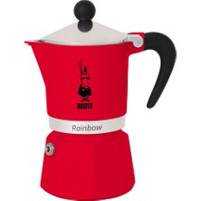 1001 Rainbow: 1 Cup Ocak Üstü Espresso Pişirici - 60ML - Kırmızı Renk - Alüminyum Gövde - Patentl