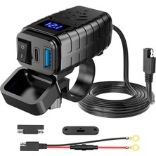 1001 Hızlı Şarj Cihazı 12V-24V Su Geçirmez Çift USB Type-C Pd Hızlı Şarj Portu Gidon Bağlantıl