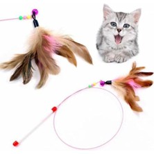 1001 Renkli Boncuklu ve Tüylü Kedi Oyun Oltası, 90 cm Uzunluk, Interaktif ve Eğlenceli Kedi Oyuncak,